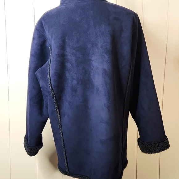 L.L.BEAN RARE blue suede,Sailor sherpa lined button-down winter jacket - Picture 5 of 13